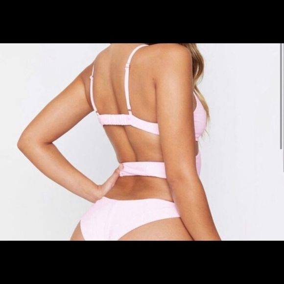 NWT Frankie’s Bikinis Melrose Ribbed Top Rose Water Light Pink Medium TOP ONLY - Picture 4 of 10